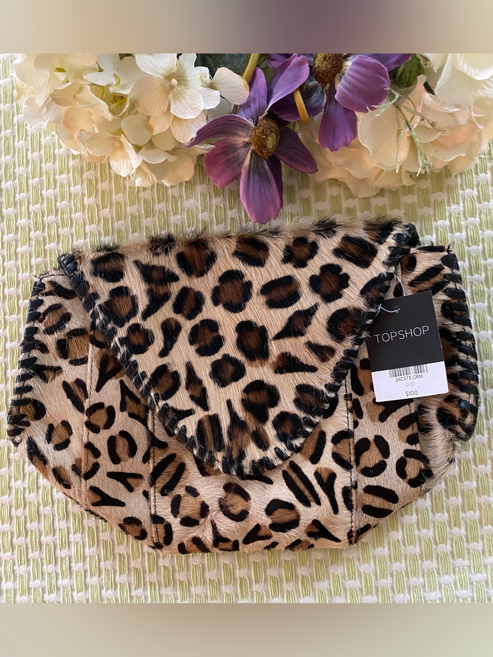 Topshop Leopard Print Calf Hair Mini Purse